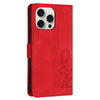 For iPhone 15 Pro Max Tulips Embossed Leather Phone Case with Lanyard(Red)