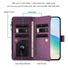 For Samsung Galaxy A22 5G / A22s / F42 Magnetic Closure Nine Card Slots Zipper Leather Case with Hand Strap(Purple)