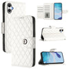 For Samsung Galaxy A06 5G Rhombic Texture Flip Leather Phone Case with Lanyard(White)