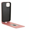 For iPhone 15 Plus Magnetic Vertical Flip Leather Phone Case(Rose Gold)