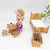 1:12 Mini Doll House Pocket Children Bedroom Small Bear Bed Set(Brown)