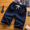 Cotton Linen Casual 5-point Sport Shorts Pants, Size: M(Navy Blue)