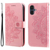 For Samsung Galaxy A25 5G Japan Version / A25e Seven-petal Flowers Embossing Leather Phone Case(Rose Gold)
