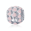 S925 Pure Silver Pink Heart-shaped Diamond Beads