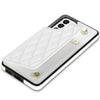 For Samsung Galaxy S20 FE 5G Rhombic Dual Buckle Card Slots Phone Case with Lanyard(White)