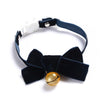 Velvet Bow Collar with Bell, Blue, S (17-30cm) - Cat, Dog, Rabbit