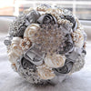 Wedding Holding Pearl Diamond Flowers Bridal Bouquet Accessories Bridesmaid Rhinestone Party Wedding Decoration Supplies, Diameter: 20cm(Grey)