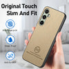 For Samsung Galaxy S24 FE 5G Twill Fabric Leather Skin Back Phone Case(Khaki)