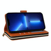 For iPhone 13 Pro Max Nine-card Slots Zipper Wallet Bag Leather Phone Case(Brown)