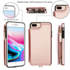 For iPhone 8 Plus / 7 Plus Double Flap Zipper RFID Leather Phone Case with Short Lanyard(Rose Gold)