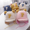 C0183 Letter Lamb Velvet Children Bomber Cap Warm Baby Hat with Cotto, Size: Around 50cm(Beige and Yellow Letters)