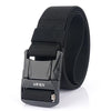 AWMN Men Outdoor Metal Buckle Elastic Nylon Belt, Length: 120cm(Plain Weave Black)