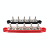 CP-4123 1 Pair RV Yacht M8 Single Row 5-way Power Distribution Block Busbar with Cover(Black + Red)