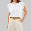 Women Summer Loose Top Basic T-Shirt Round Neck Casual Tank, Size: S(White)
