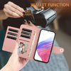 For Samsung Galaxy A26 5G Rhombic Texture Flip Leather Phone Case with Lanyard(Coral Pink)