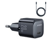 JOYROOM JR-TCF02 PD Type-C 20W Mini Charger with 1m Type-C to 8Pin Cable, Plug:EU Plug(Black)