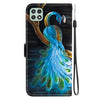 For Samsung Galaxy A22 5G Crystal Texture Colored Drawing Leather Phone Case(Peacock)