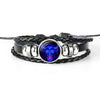 12 Constellation Black Braided Leather Glass Dome Punk Men Bracelet(Taurus)