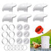 6x Automatic Chicken Feeders White, DIY Kit for Buckets Barrels & Troughs
