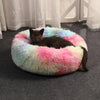 Plush Round Pet Bed 40cm - Light Colourful - Soft & Cosy for Cats & Small Dogs