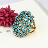 Women Charms Bohemia Jewelry Antique Resin Ethnic Rings, Ring Size:7(Blue)