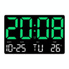 Large Display Led Digital Clock 5 Modes Brightness Adjustable Temperature Mute Electronic Clock(Green Double Color)