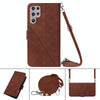 For Samsung Galaxy S22 Ultra 5G Crossbody 3D Embossed Flip Leather Phone Case(Brown)