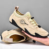 Spring And Summer Men Casual Breathable Peas Shoes Leather Pigskin Lazy Sneakers, Size: 47(Beige)