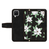 For Samsung Galaxy A12 5G Floral Pattern Leather Phone Case with Lanyard(Black)