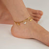 OPK GZ193 Stainless Steel Double Layers Heart Anklet(Gold)