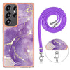 For Samsung Galaxy S25 Ultra 5G Electroplating Marble Dual-side IMD Phone Case with Lanyard(Purple 002)