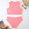 Woman Sexy Vest High Waist Two Piece Bikini Swimsuit, Size:M(Pink)