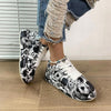 Outdoor Thick Bottom Lacing Sneakers Cartoon Graffiti Printed Couple Casual Shoes, Size: 42(Black)