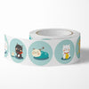 10 PCS Round Cartoon Animal Stickers Cute Hand-Made Sealing Stickers, Size: 25mm 500 / Rolls(C93)