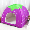 Foldable Strawberry Pet Bed House, Plush Nest, XS Cat/Small Dog