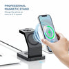 S6 3 In 1 Multi-function Magnetic Wireless Charger Stand for iPhone & iWatch & AirPods(Black)
