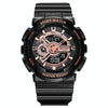 SANDA Outdoor Leisure Waterproof Multifunctional Luminous Electronic Watch(Black Rose Gold Men)