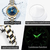 OLEVS 7003 Women Multifunctional Waterproof Mechanical Watch(Gold + Blue)