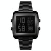 SKMEI 1369 Retro Waterproof Gold Watch Men Steel Belt Luminous Square Watch(Black)