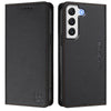 For Samsung Galaxy S21 5G RC01 Dual-Folded Magnetic Suction RFID Leather Phone Case(Black)