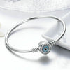 Guardian Eye S925 Sterling Silver Bangle Bracelet Set with Blue Gems, Size:19cm