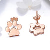 Women Fashion Pet Cat Footprints Silver Earrings, Color:Rose Gold