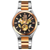 SKMEI 9258 Men Two-color Stainless Steel Strap Automatic Mechanical Watch(Middle Rose Gold Shell Black Surface)