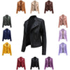 Women Short Leather Jacket Slim Jacket Motorcycle Suit, Size: XXL(Khaki)