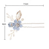 Fashion Flower Hair Combs Headdress Prom Bridal Wedding Hair Accessories Gold Leaves Hair Jewelry Hair Pins(Blue 2 flower)