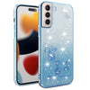For Samsung Galaxy S21+ 5G Gradient Glitter Flower All-inclusive Phone Case(Blue)