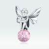 S925 Sterling Silver Flower Fairy Beaded Pink Glass Zircon Loose Beads DIY Bracelet Accessories