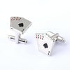 4A Poker Cufflinks Male French Shirt Cufflinks Cards Design cufflink Fashion for Men(Silver)
