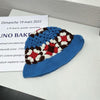 Flower Fisherman Hat Summer Hollow Breathable Knitted Wool Cap, Size: M(Blue)