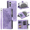 For Samsung Galaxy A36 Multi-Card Totem Zipper Leather Phone Case(Purple)